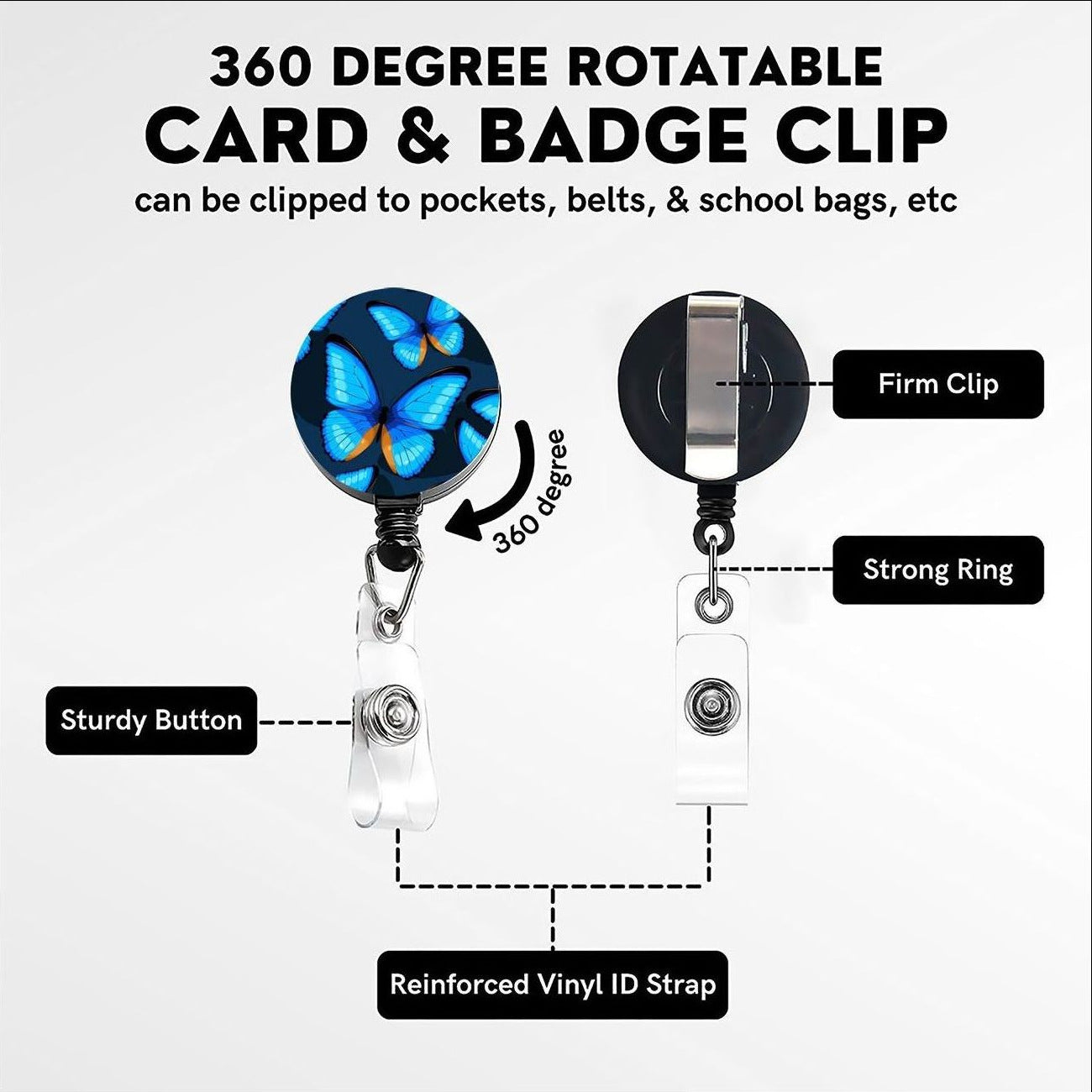 Wholesale phone ID lanyard push slide cover card sleeve telescopic buckle Badge clip